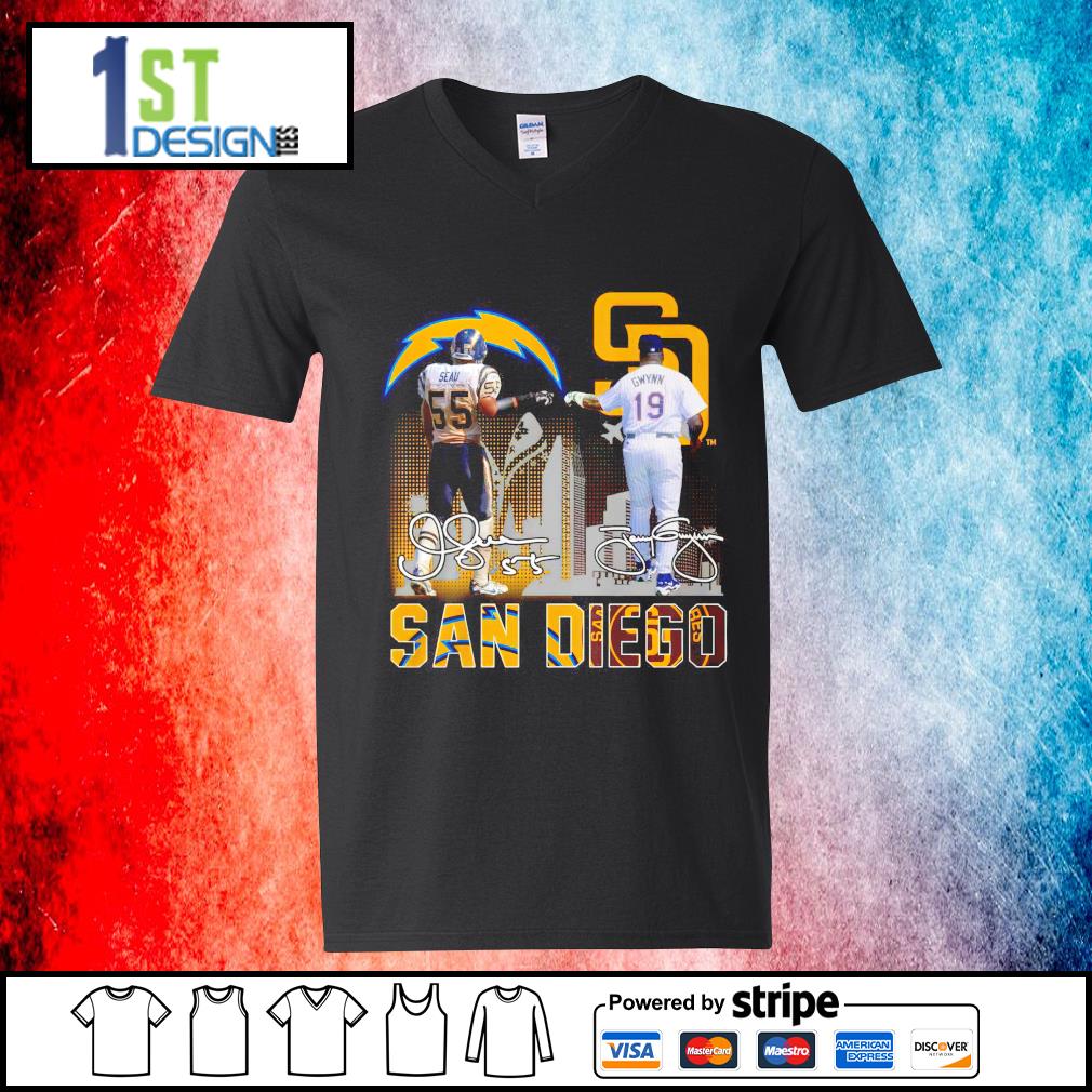 Junior Seau 55 San Diego Chargers Tony Gwynn 19 San Diego Padres signature  shirt, hoodie, longsleeve, sweatshirt, v-neck tee