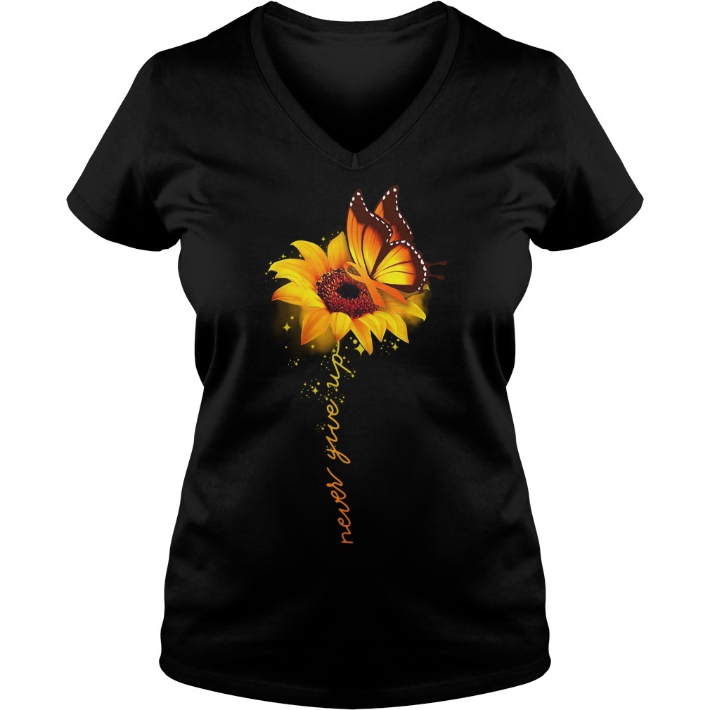 Awareness butterfly and sunflower never give up shirt, sweater