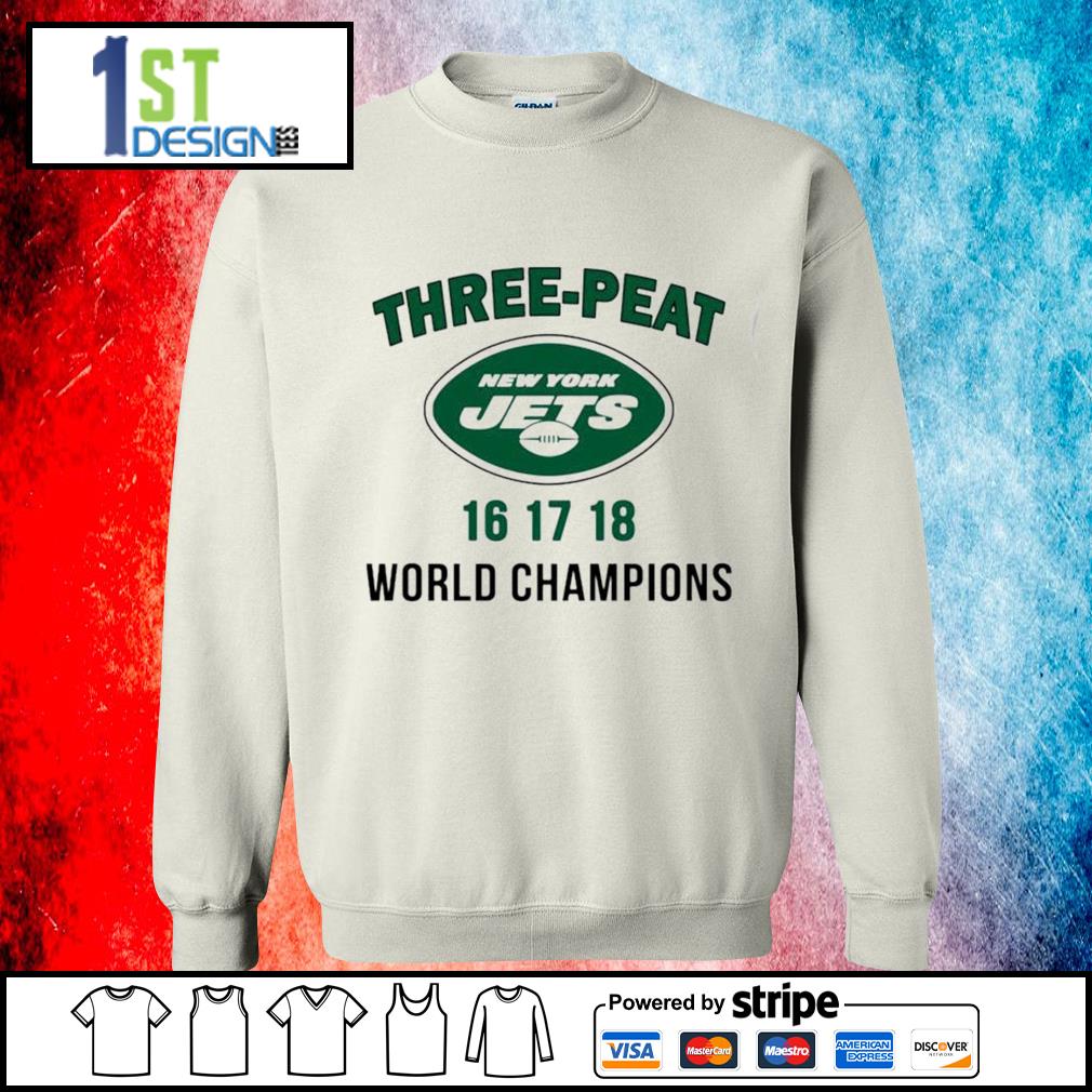 Three Peat New York Jets World Champions T Shirt For Unisex